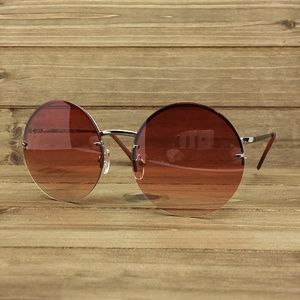 O2 Eyewear 7108 Rimless Round Sunglasses(BUR)